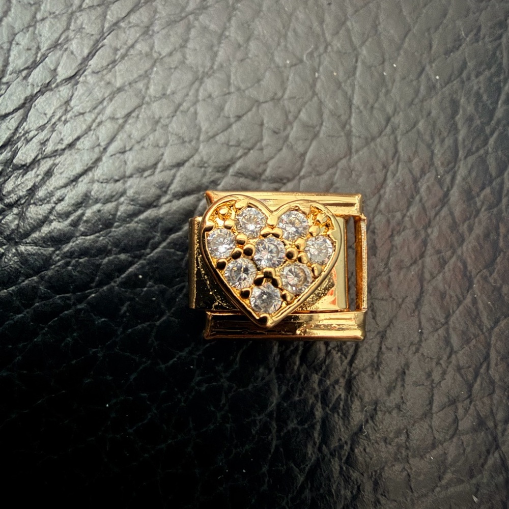 Gold Tone Crystal Heart Italian Charm Link – Sparkle Love Design